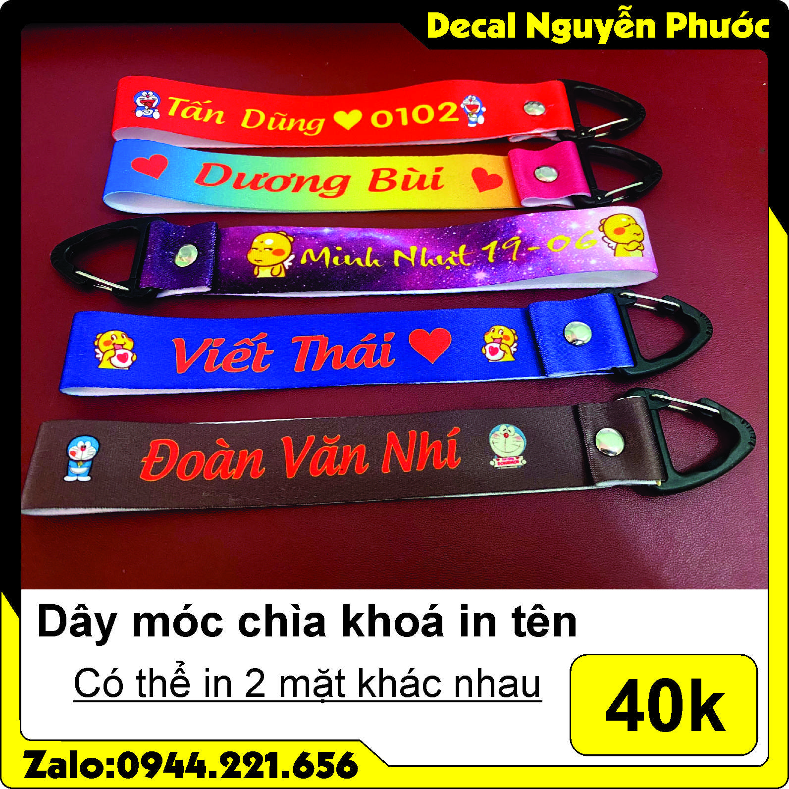 (Làm theo yêu cầu) Dây treo móc khoá - Dây chìa khoá(in 2 mặt) - Inbox shop gửi tên là nhận đúng - Zalo tư vấn : 0944.221.656