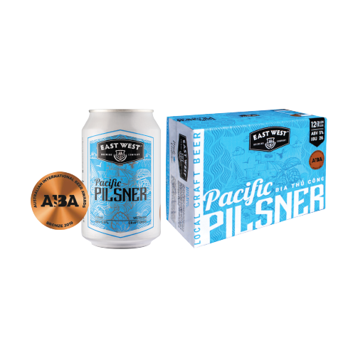 Bia thủ công pacific pilsner 1 thùng 12 lon 330ml