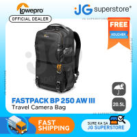 Lowepro Fastpack BP 250 AW III Travel Backpack Bag with Rain Cover for DSLR Mirrorless Cameras Lenses (Black Gray) | JG Superstore