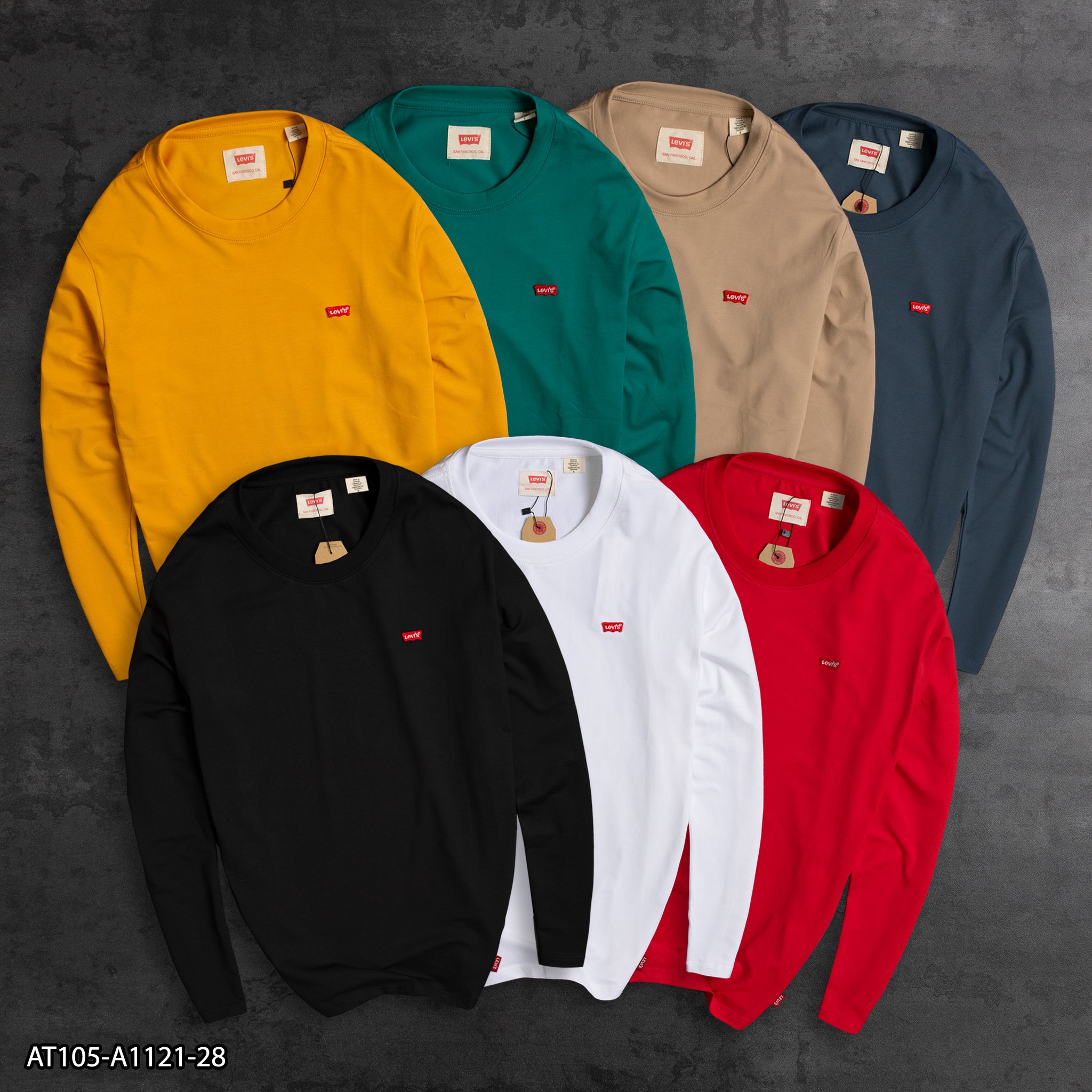 Áo thun levis tay dài 100% cotton at105 - áo thun nam