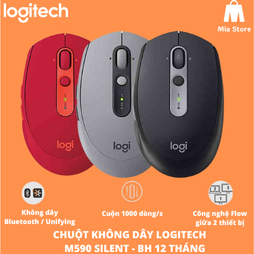 Chuột không dây bluetooth - usb logitech m590 silent - multi device - mia store