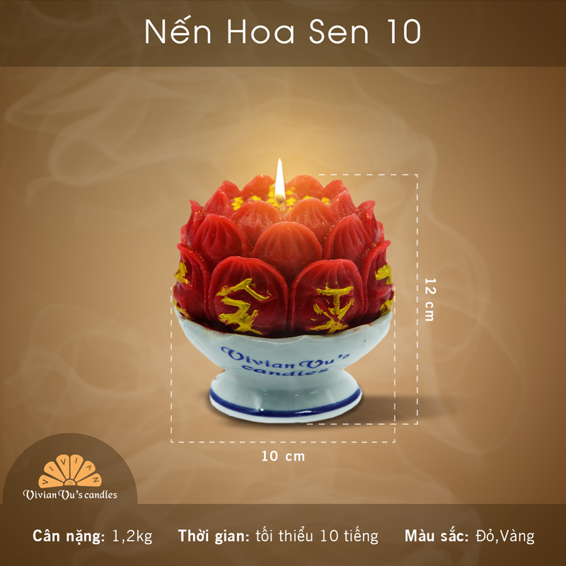 Nến đôi hoa sen 10 vivian vivian vu's kích thước 10cm đế sứ - nến nghệ thuật trang trí vivian