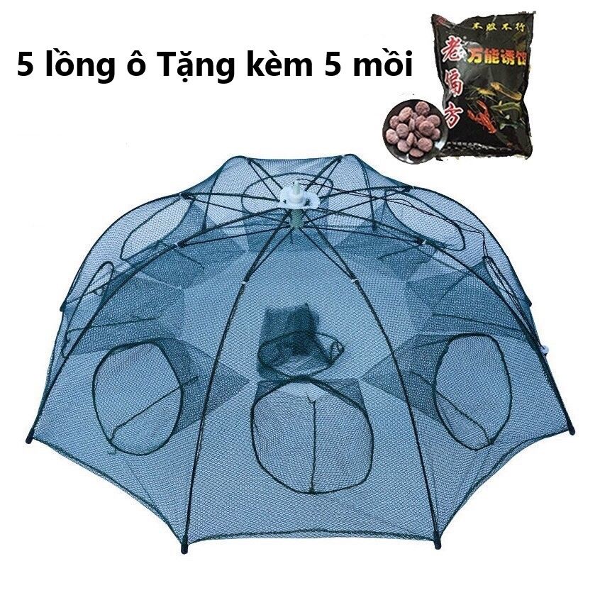 Combo 5 lưới bát quái bắt cá 8 cửa tặng 5 gói mồi, bắt cá cua tôm lươn