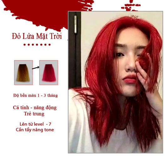 Thuốc nhuộm tóc màu Đỏ Lửa- Red Fire Lên Từ Level 7 ( Tặng Trợ Nhuộm ) Màu nhuộm tóc tại nhà tone đỏ