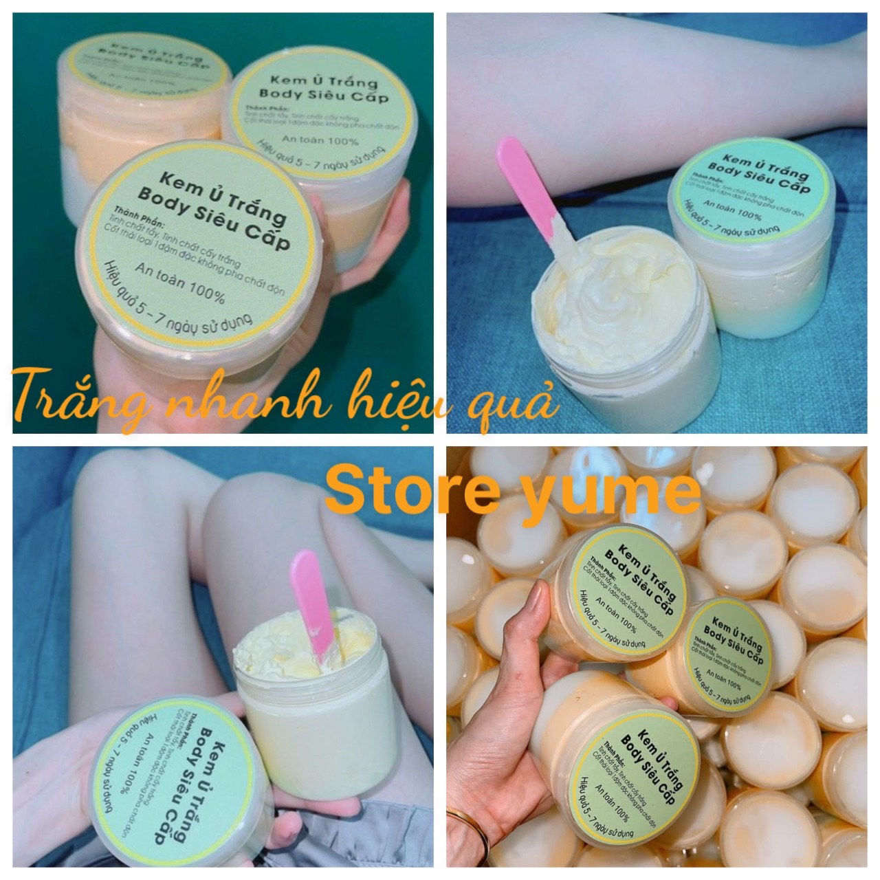 Kem Ủ Trắng Body siêu cấp kích trắng nhanh hiệu quả sau vài ngày sử dụng HOT SALE có tặng kèm thêm muỗng trộn kem
