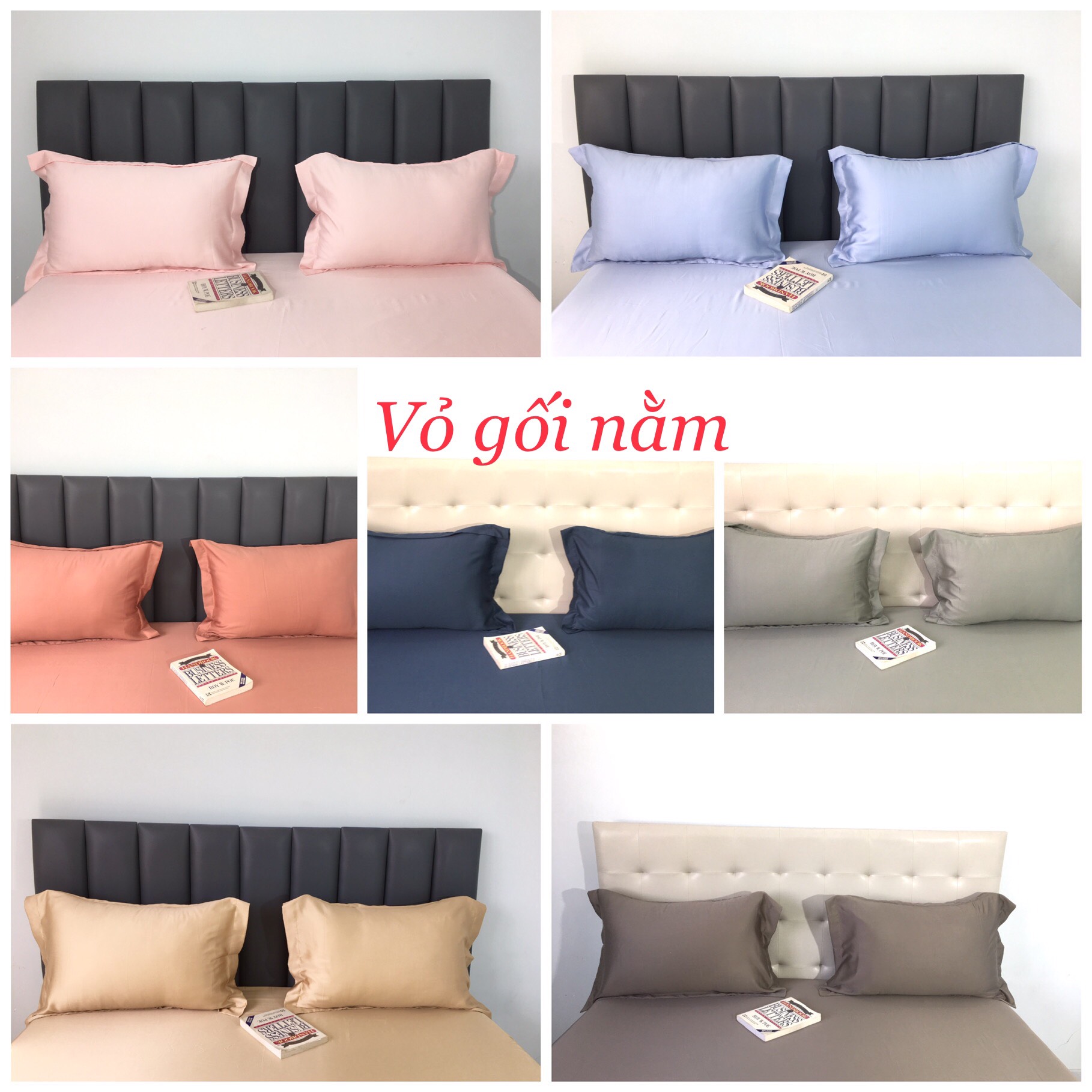Vỏ gối nằm 100% tencel 60s màu trơn