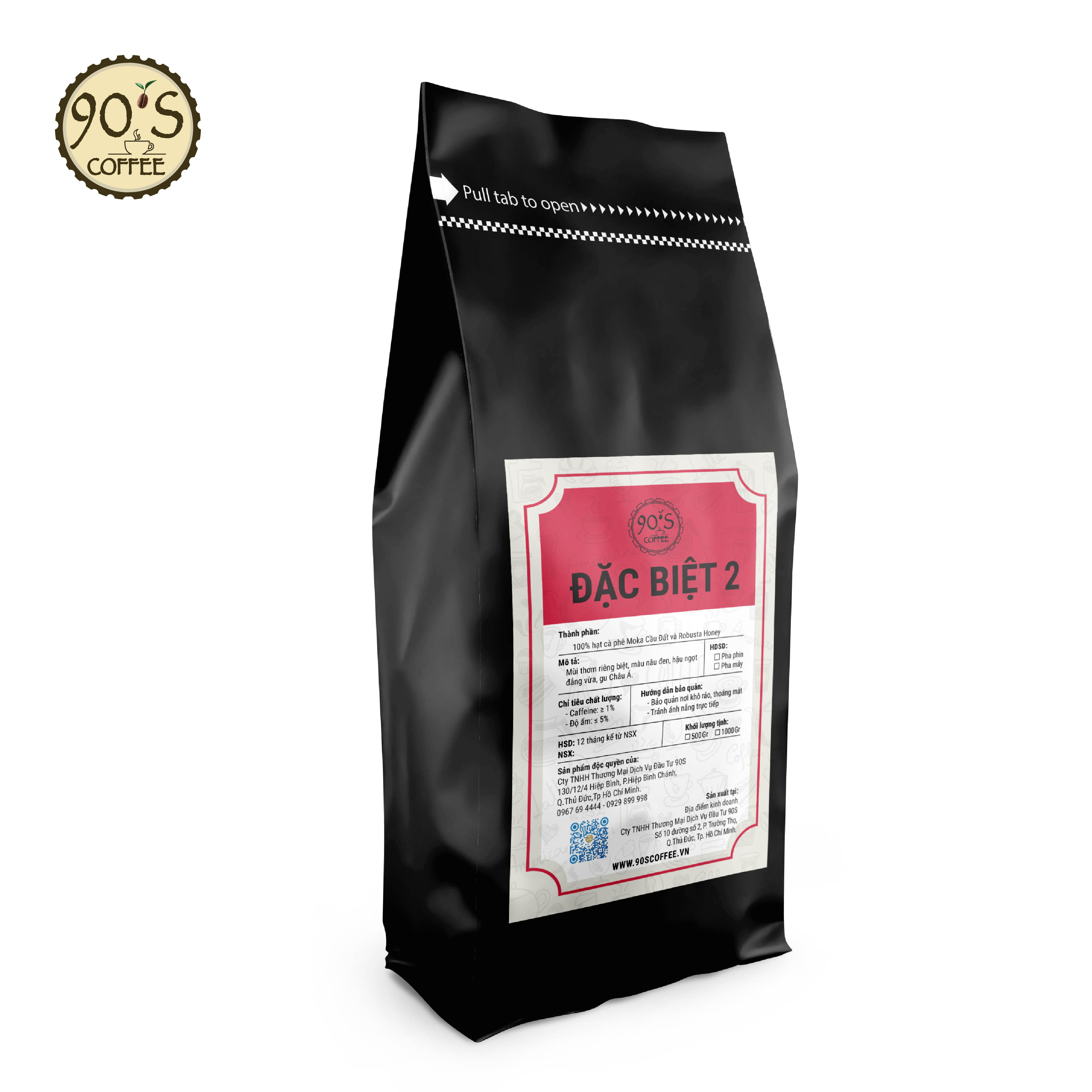 [HOT] Túi 500Gr Cà Phê Đặc Biệt 02 Pha Phin Moka & Robusta Honey Rang Mộc Nguyên Chất | Đầu đắng vừa phải – Không chua – Hậu vị ngọt kéo dài trong cổ | 100% Cà Phê Sạch | 90S Coffee Vietnam