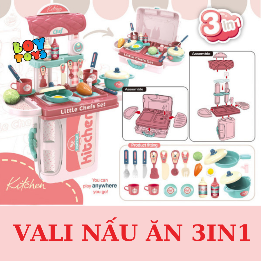 Đồ chơi nấu ăn nhà bếp vali kéo Little Kitchen 2 trong 1 cho bé thỏa sức vui chơi