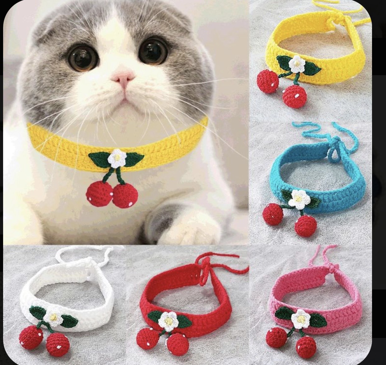 Dây đeo cổ cho chó mèo, vòng đeo cổ cho thú cưng, yếm len handmade cho pet