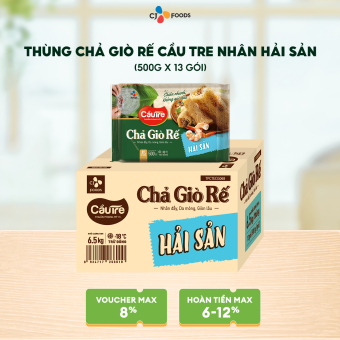 Thùng 13 gói Chả giò rế Cầu Tre nhân Hải sản (500g x 13 gói)