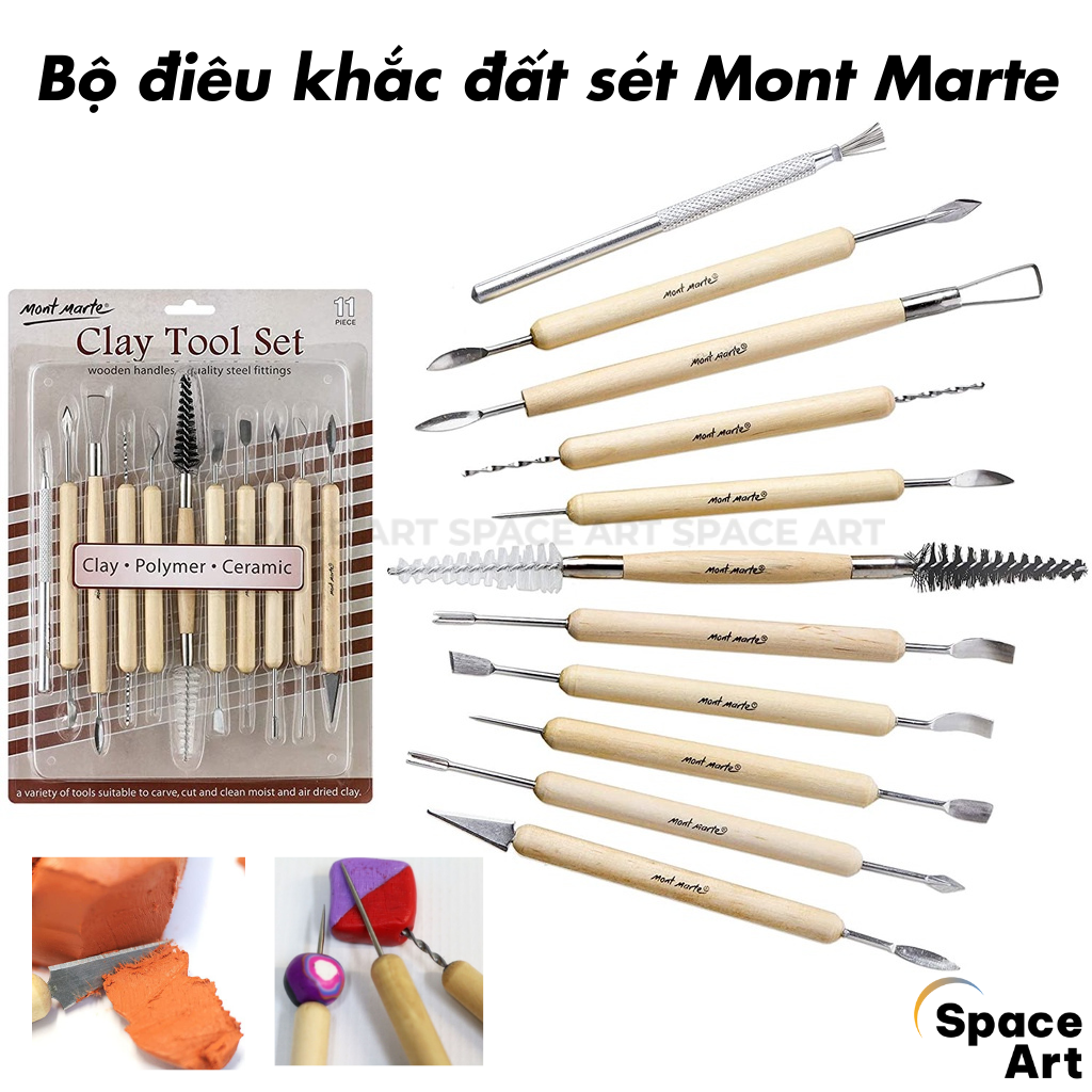 Bộ dụng cụ điêu khắc đất sét Mont Marte Clay tool set 11 món