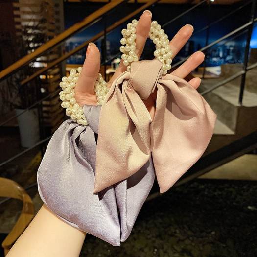 Dây buộc tóc vải lụa trơn cỡ lớn thời trang Hàn Quốc