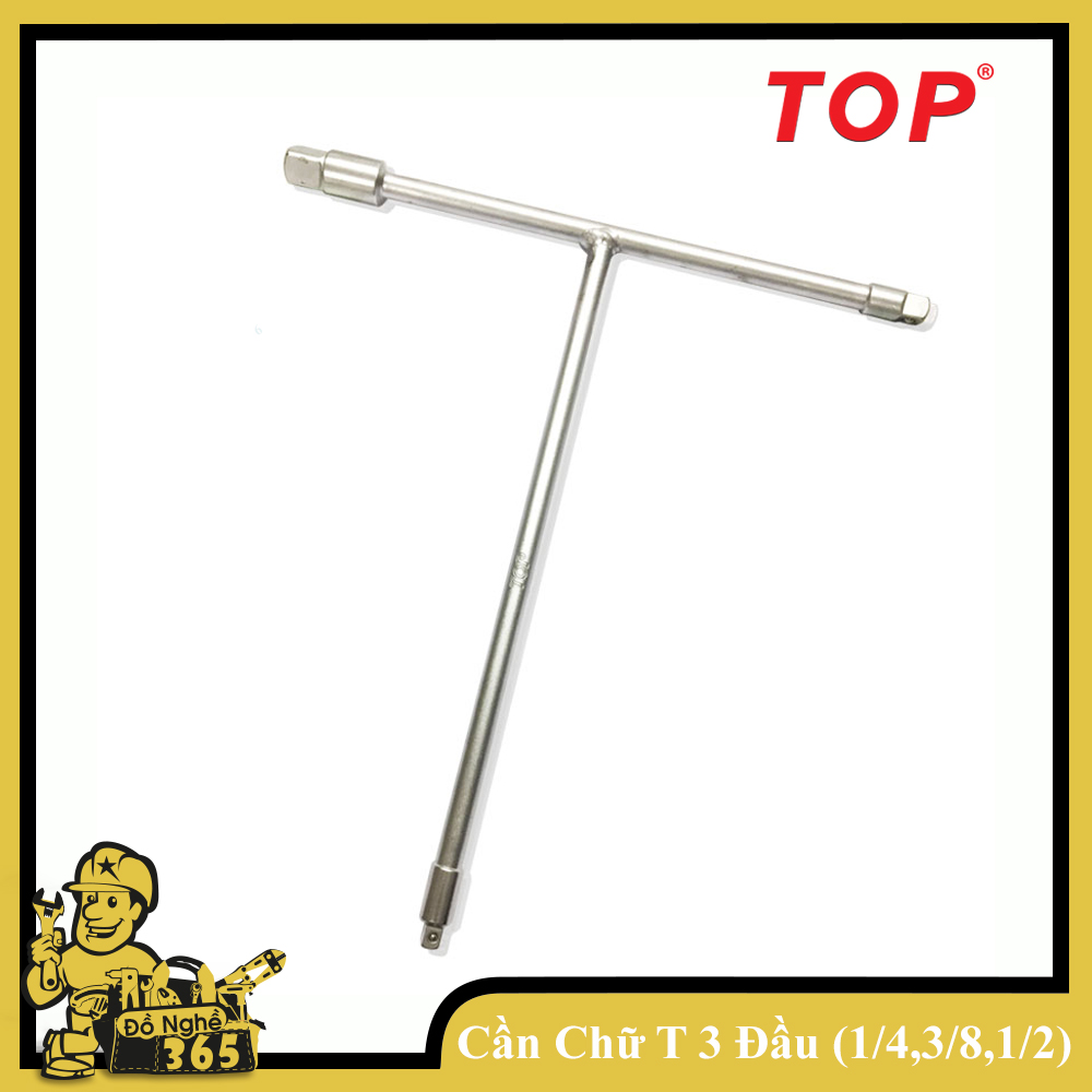 Cần siết chữ T 3 đầu (1/4", 3/8", 1/2")  Top  - , cần chữ T 3 đầu, dụng cụ này có chiều dài và thiết kế dạng chữ T, giúp người dùng giảm hao sức lực khi vặn