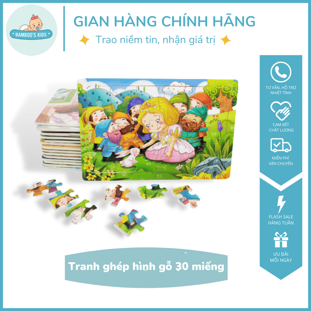 Tranh Ghép Hình 30 Mảnh - Chất liệu gỗ cao cấp, nhiều hình lựa chọn - Tranh ghép gỗ, ghép hình gỗ, tranh xếp hình, bộ xếp hình, tranh ghep hinh cho be, bo do choi xep hinh, tranh ghep hinh 30 mieng, bo xep tranh ghep hinh - Bamboo's Kids