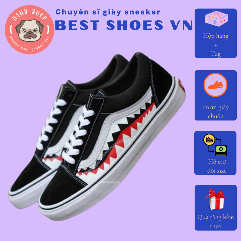 Giày thể thao nam nữ hình răng cá mập chất liệu siêu bền thoáng khí - Giày sneaker răng cá mập kiểu dáng năng động siêu đẹp - Giày thể thao nam - Giày sneaker - Giày đôi - Giày bata