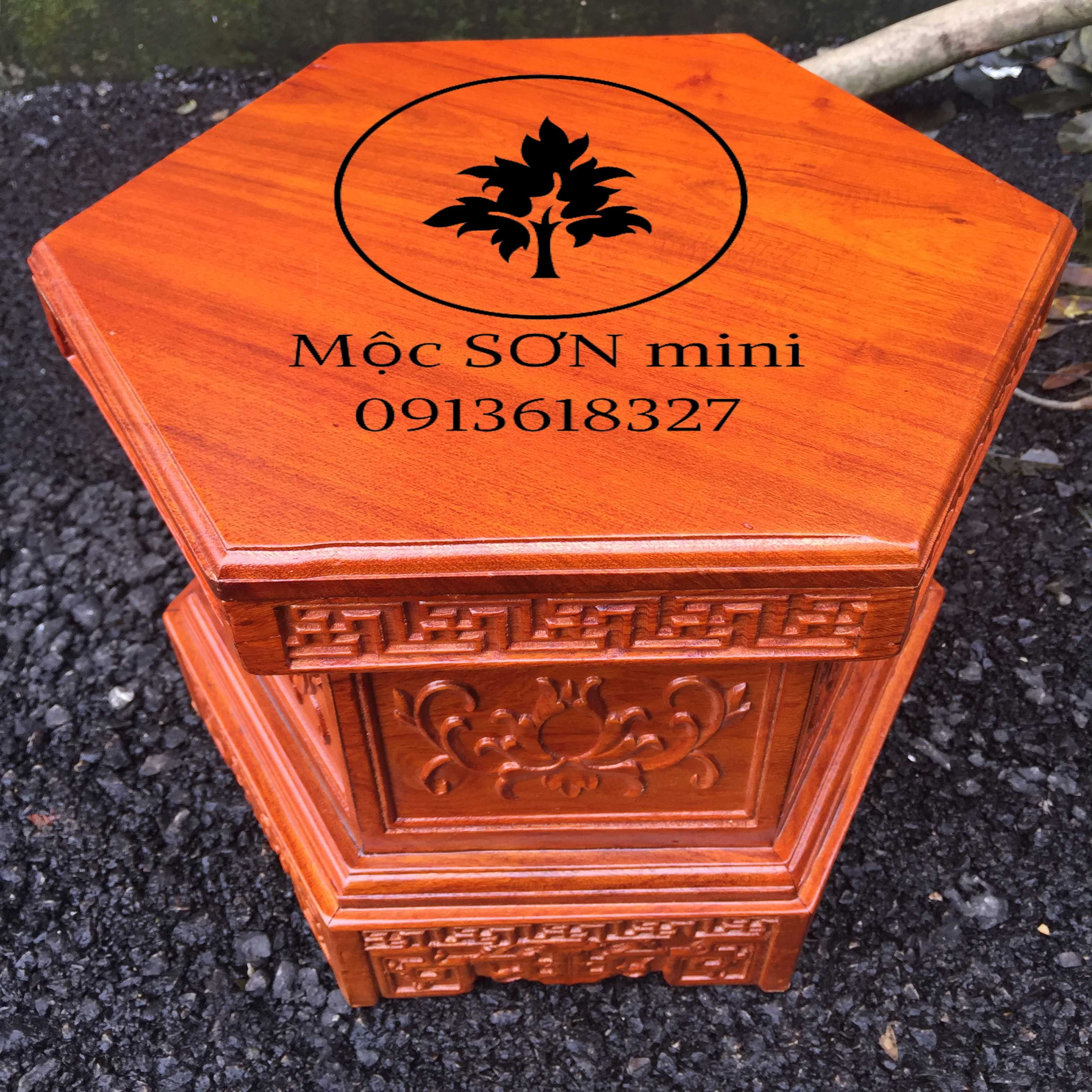 Đôn lục giác kê tượng gỗ hương,đôn kê loa,đôn ghế đôn cao 30cm mặt lục giác 30cm