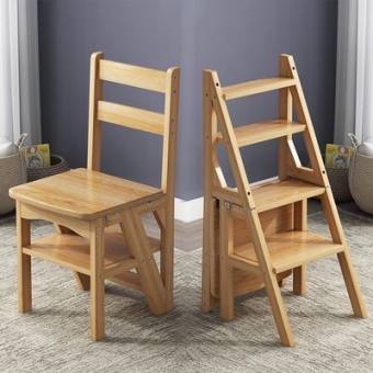 Ghế thắp nhang, Ghế Thang, Ghế gỗ, Ghế gấp thành thang, Thang ghế gấp gọn Thông Minh, Tiện Lợi Hỗ Trợ Lấy Đồ Trên Cao - Chiều Cao 86.5 cm