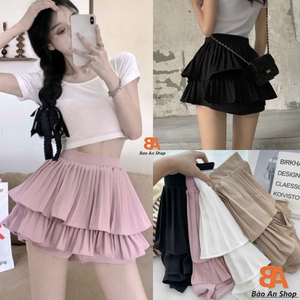 Chân váy 2 tầng xếp ly nhí