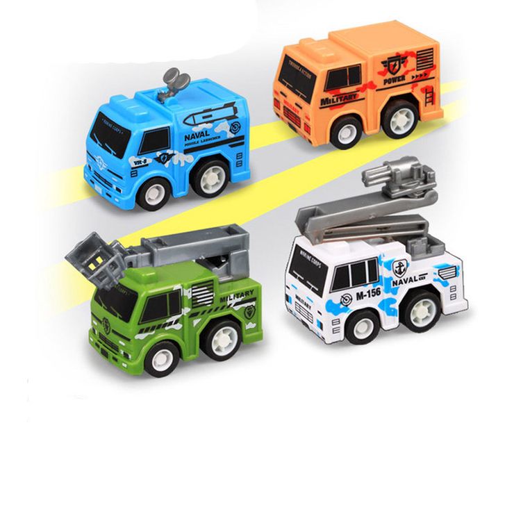 Bộ xe ô tô đồ chơi mini cho bé có dây cót chạy,nhỏ nhắn xinh xắn gồm 4 xe quân sự