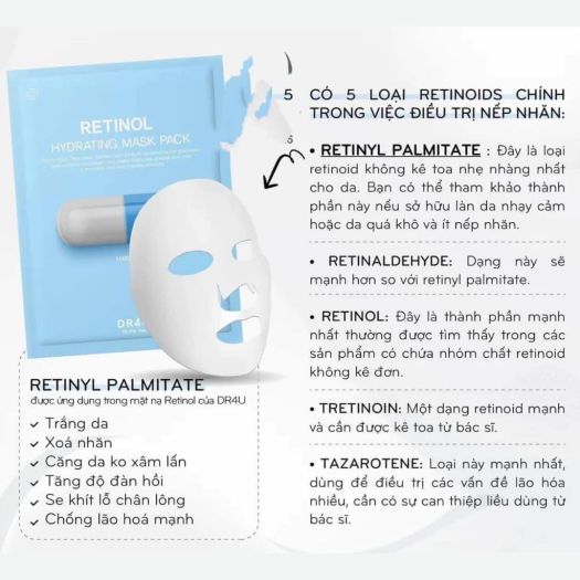Mặt Nạ Dr4U Retinol & Glutathione Hydrating Mask Pack & Whitening Mask Pack  - tách lẻ (1 miếng) - Mặt nạ đắp | TheFaceHolic.com