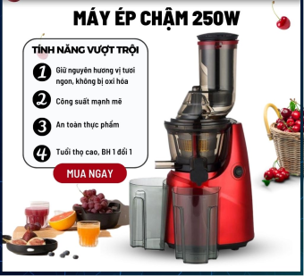 máy ép chậm, máy ép hoa quả, máy ép trái cây, máy ép trái cây chậm, máy ép hoa quả chậm, Máy ép chậm công nghiệp 250W, Ép kiệt nước, bã khô, giữ lại dương chất trong trái cây - BH 12 tháng