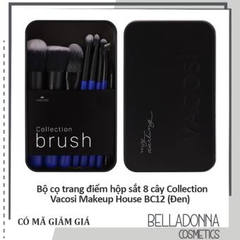 Bộ cọ trang điểm hộp sắt 8 cây Collection Vacosi Makeup House BC12 (Đen)