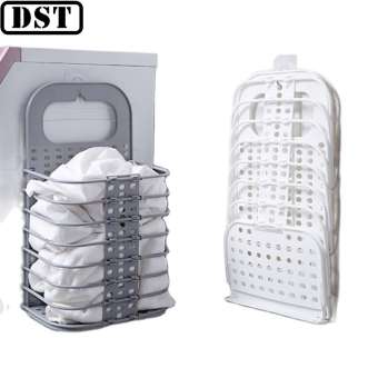 Giỏ nhựa đựng quần áo treo cạnh máy giặt và đồ dùng sinh hoạt treo tường có thể gấp gọn tiện lợi