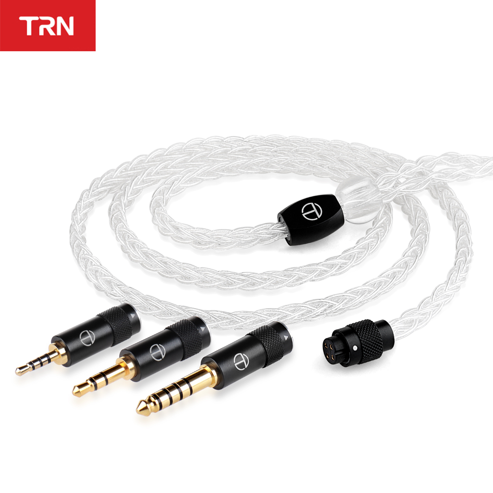 TRN T3 PRO 8 Core Pure Silver Cable 2.5/3.5MM With MMCX/2PIN Connector Upgraded Wire Earphones Cable For TRN VX PRO BAX MT1 V90S BX5 MT1 PRO MTE KZ ZS10PRO ZSX EDX PRO