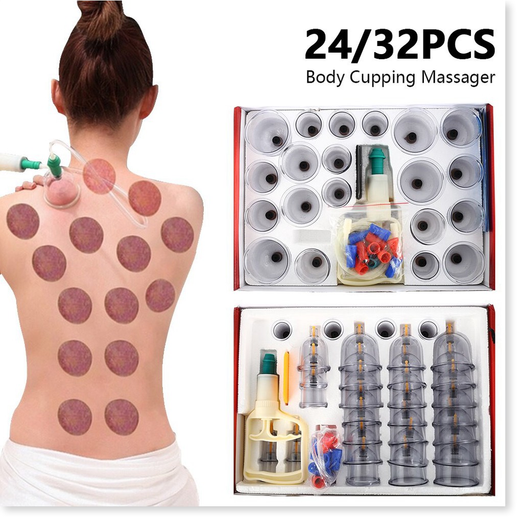 Giác Hơi Tại Nhà, Bộ Giác Hơi Không Dùng Lửa 24 Món Đầy Đủ Kích Cỡ, Hàng Nhập Khẩu, Giúp Giảm Các Chứng Đau Lưng, Đau Ở Vai, Đánh Gió, Bảo Hành 12 Tháng Toàn Quốc