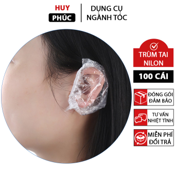 Chụp tai nilon nhuộm tóc 100 cái, bao trùm vành tai nilong nhuộm tóc khi tắm gội đầu