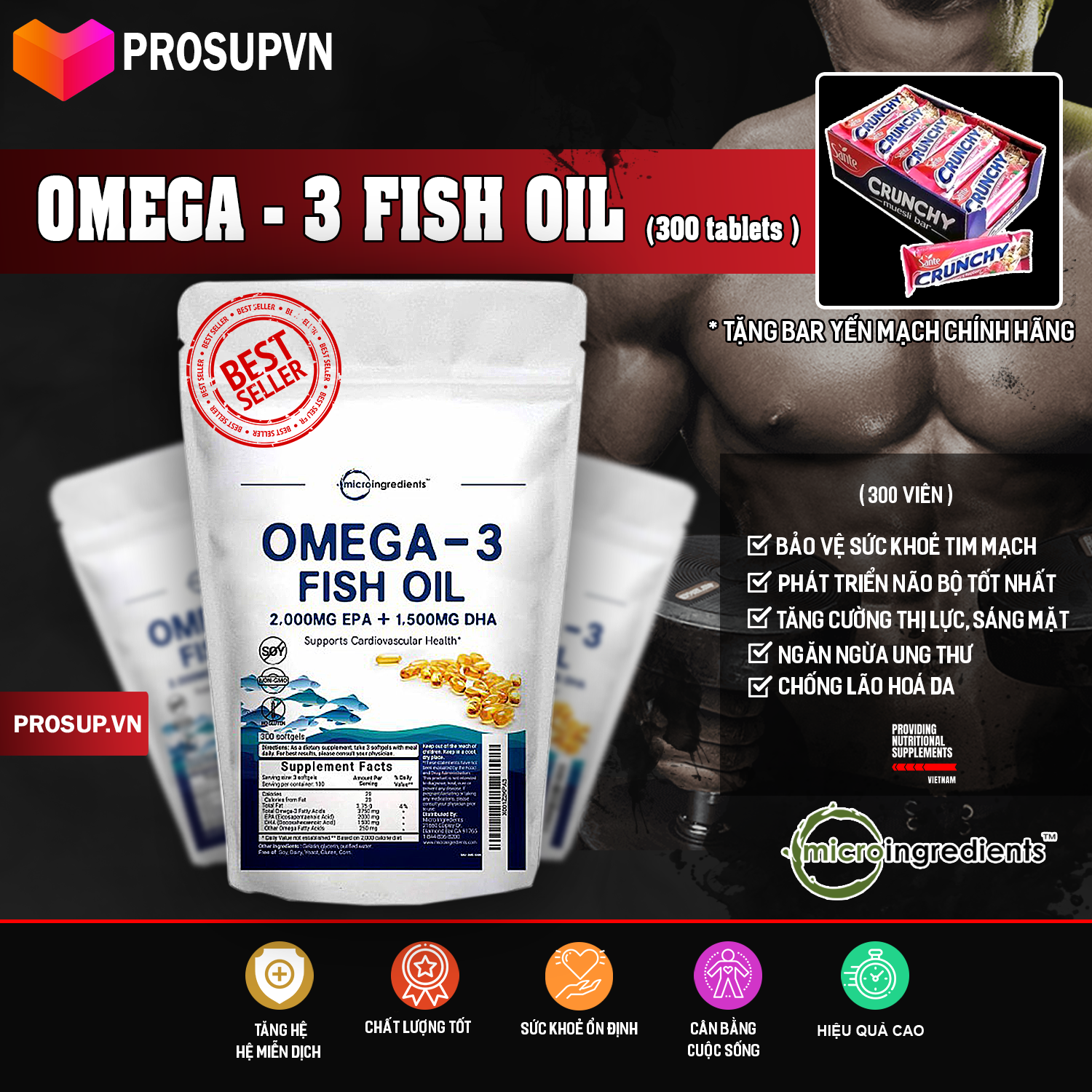 Omega 3, Dầu cá, Fish Oil - Micro Ingredients - Hỗ trợ trí não, tim mạch, miễn dịch .