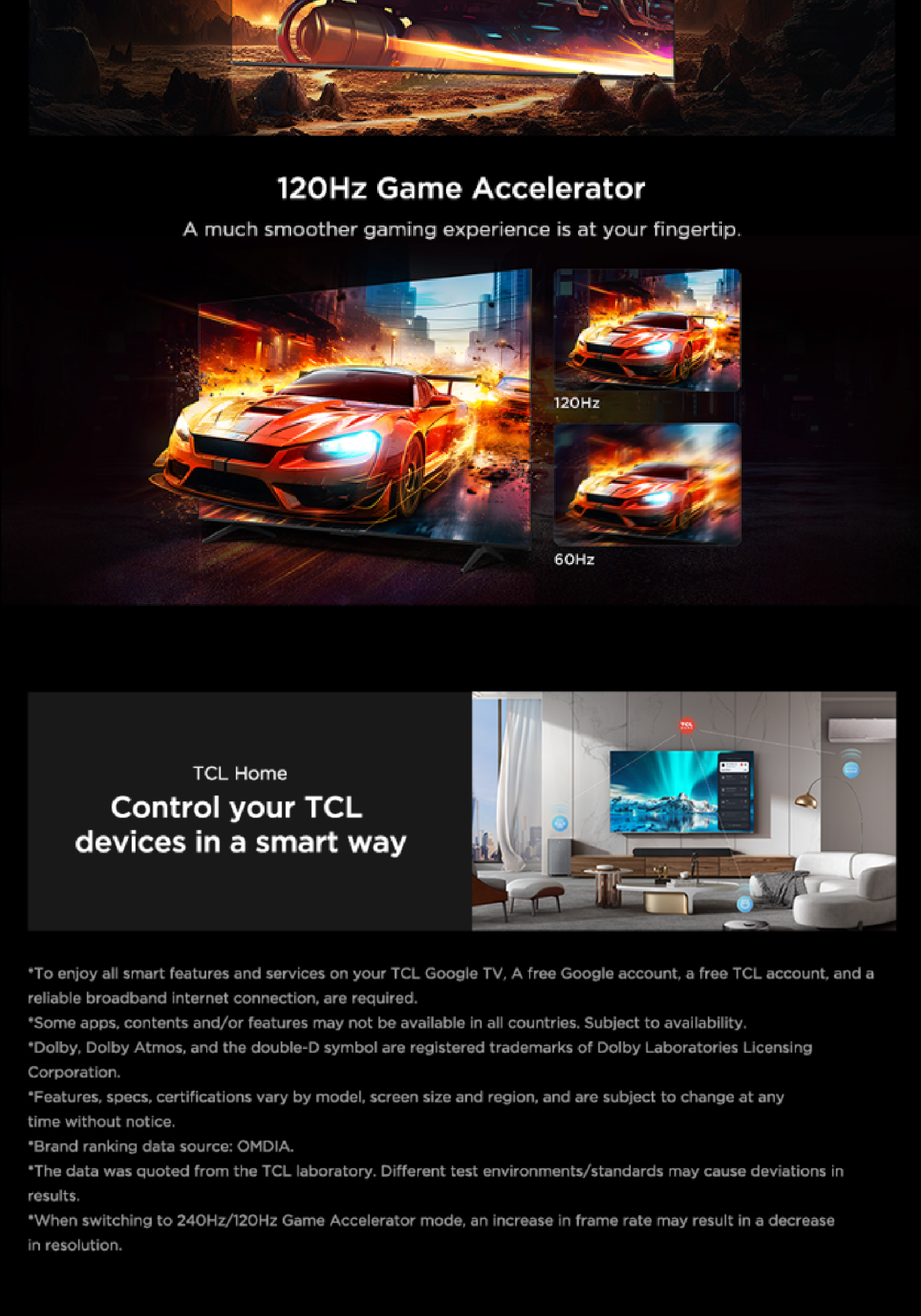 2024 TCL C655 4K QLED | 43 50 55 65 75 85 98 | AI Smart Google TV | Eye care | AIPQ PRO · v3
