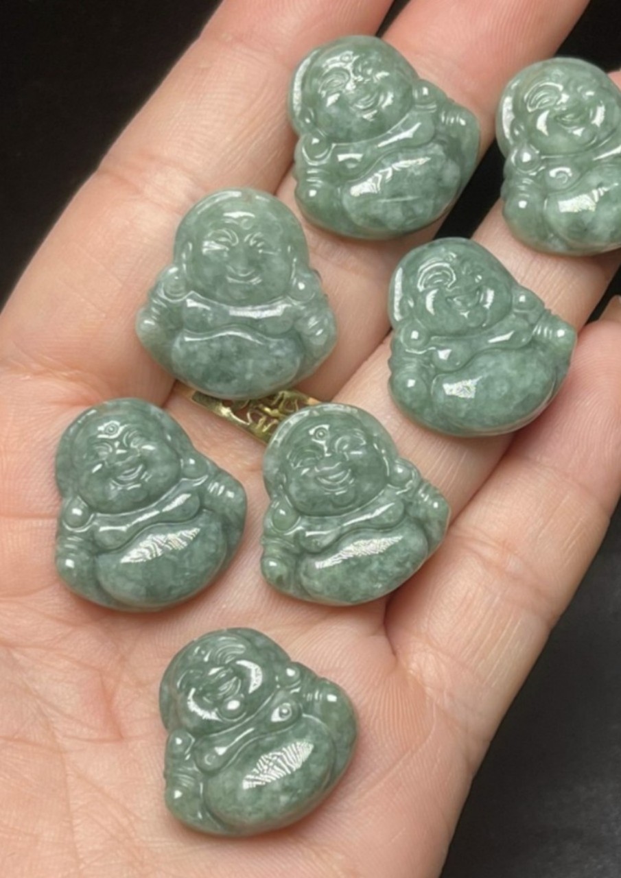 [HCM]Phật Di Lặc ngọc cẩm thạch dầu, size dành cho trẻ em 21 x 20 x 6mm - xưởng buôn đá phong thủy Huỳnh Đào