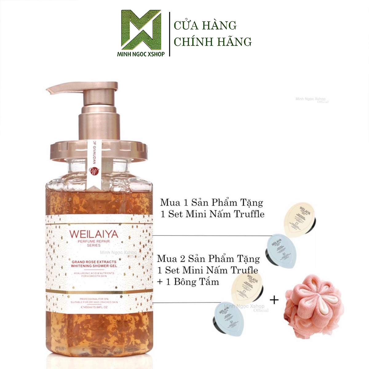 Sữa tắm weilaiya, sữa tắm trắng da cánh hoa hồng damask weilaiya 450ml