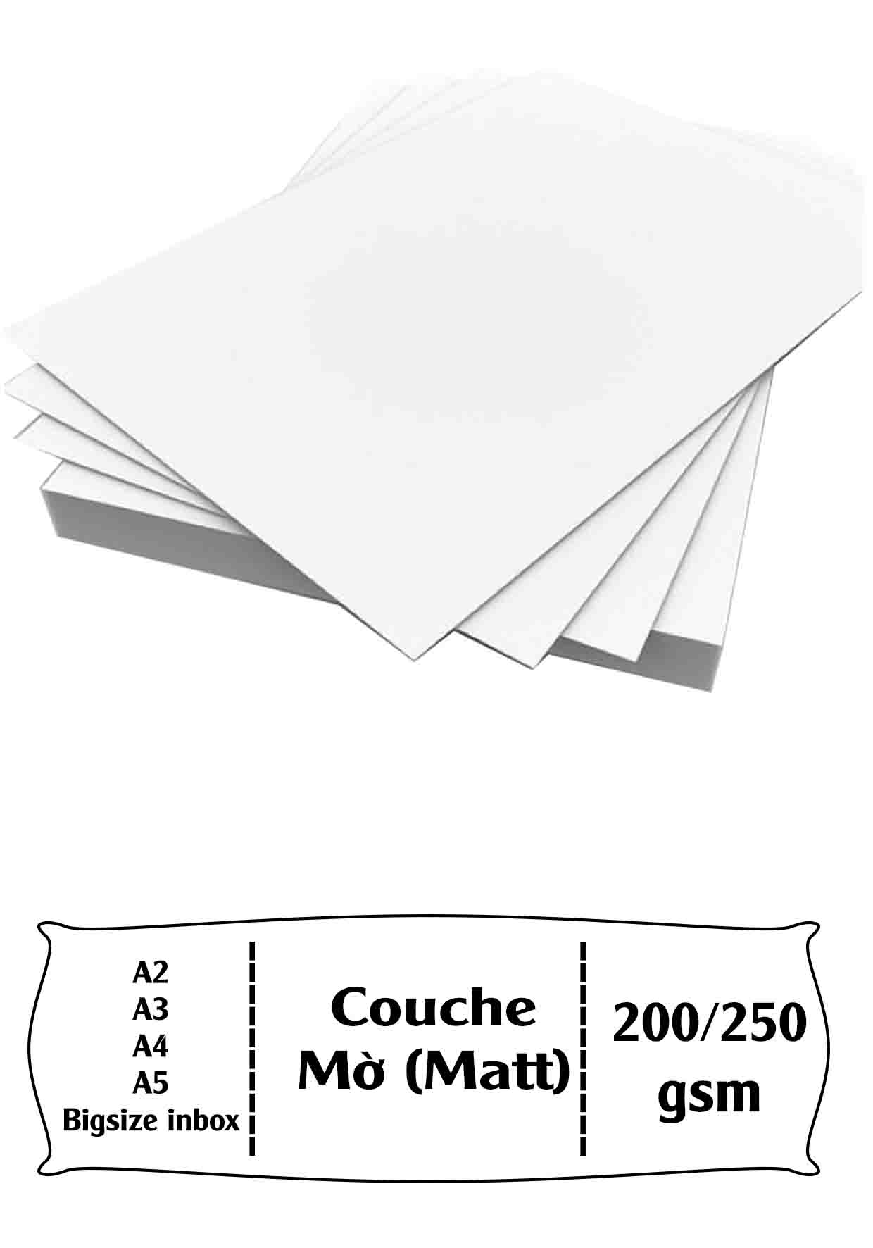 (Nhận cắt kích thước yêu cầu) Giấy couche matte couche mờ 200g 250g couches mờ (matt)