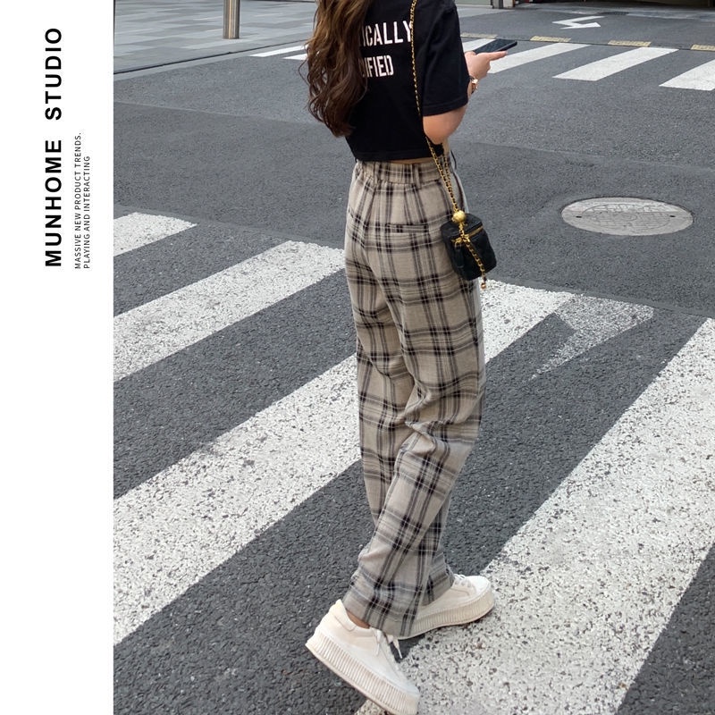 Vintage Soft Cotton Plaid Pants Women Plaid Pants Oversized Pants High  Waist Cropped Pants Wide Leg Pants Spring Pants Gift for Her -   Singapore