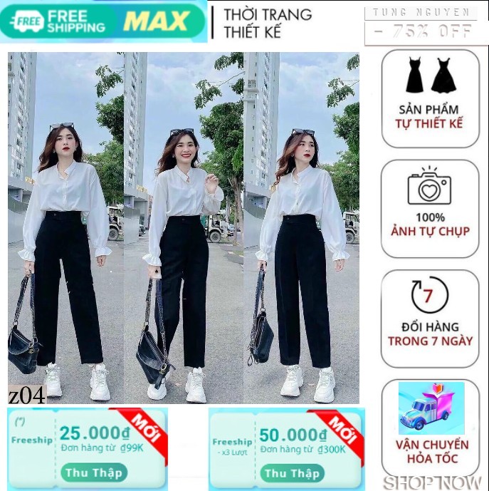 Sét áo + quần sơ mi trắng nàng thơ
