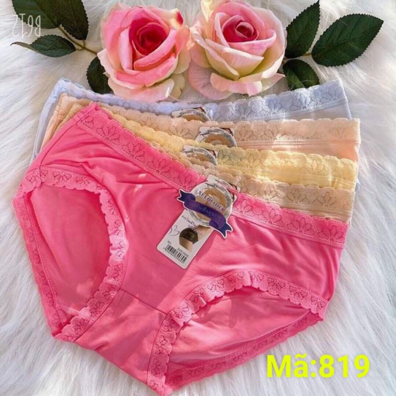 5, 10 quần lót thái lan viền ren, quần lót cotton nữ co giãn, mềm mại, thấm hút mồ hôi
