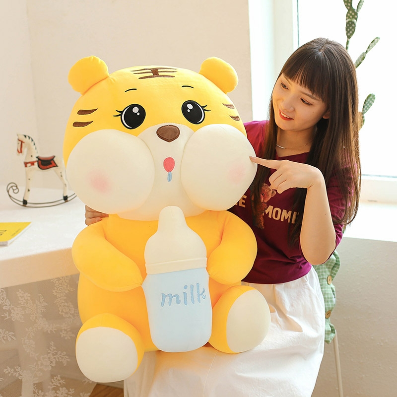 Gấu bônng hổ ôm bình sữa siêu mềm mịn, gấu bông hổ ôm sữa, hổ con ôm bình sữa
