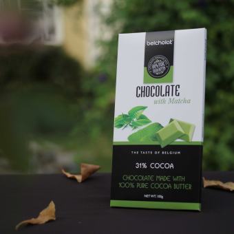 Socola Thanh Matcha 31% Cacao Belcholat 100G, Chocolate With Matcha 31% Cacao Belcholat 100G