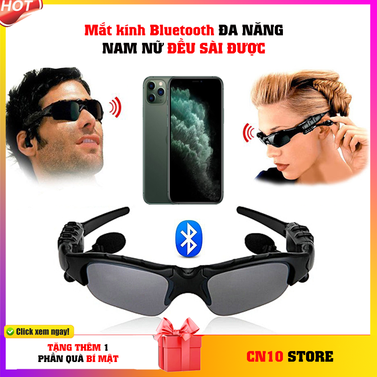 HCM -Mắt Kính Bluetooth Đa Năng - Vừa Làm Mắt Kính Vừa Làm Tai Nghe - Dùng Khi Đi Chơi Đi Phượt Lái Xe - Nam Nữ Đều Sử Dụng Được -CÔNG NGHỆ 10-10