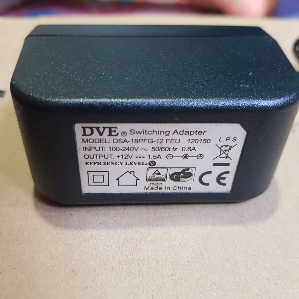 Nguồn 12v 1.5a DVE chuẩn theo máy dùng cho camera modem các loại