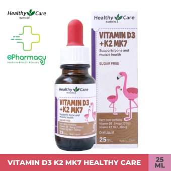 Vitamin D3 K2 MK7 Healthy Care Úc phát triển chiều cao [25ml] cho xương chắc khỏe