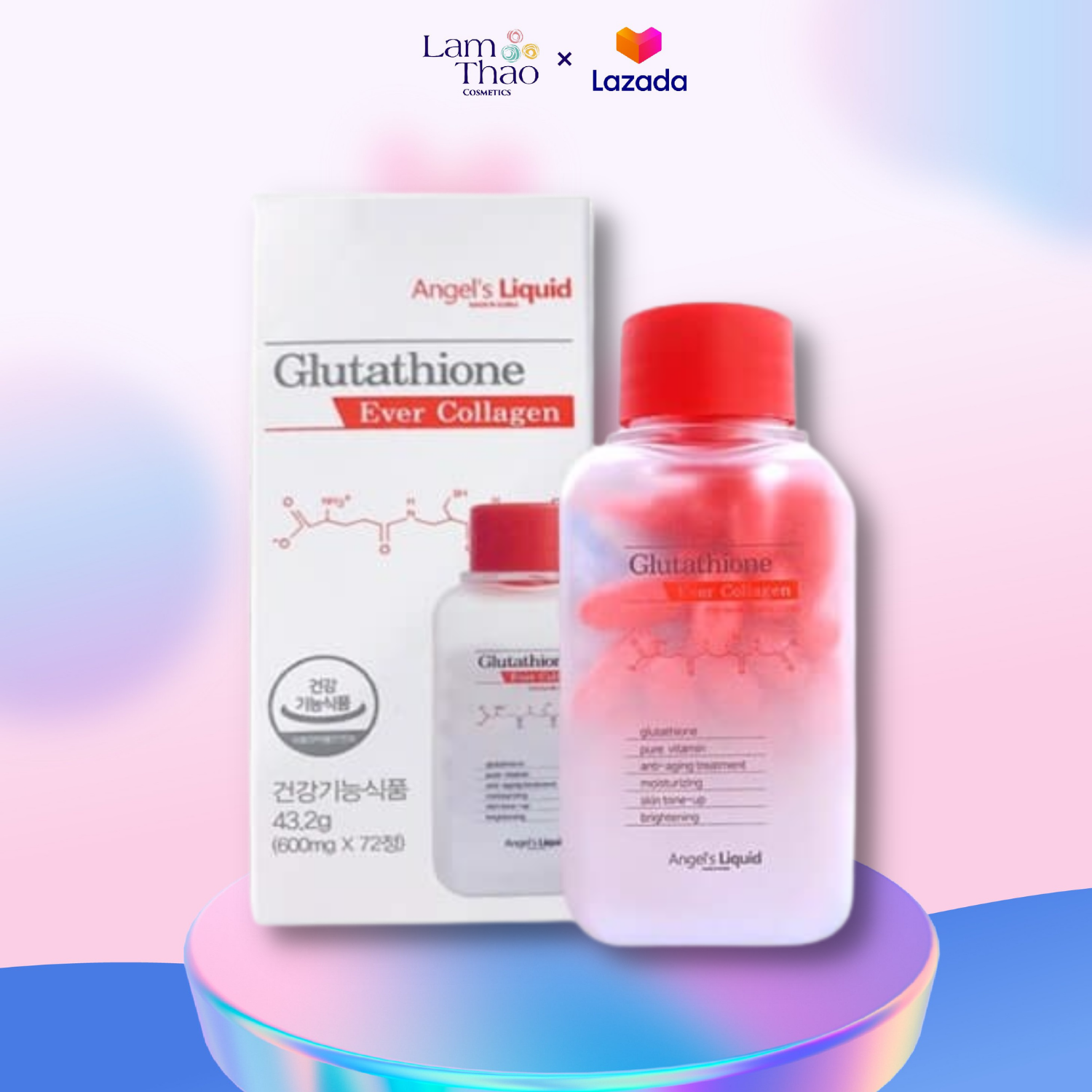Viên Uống Trắng Da, Bổ Sung Collagen Angel's Liquid Glutathione Ever Collagen 72 Viên