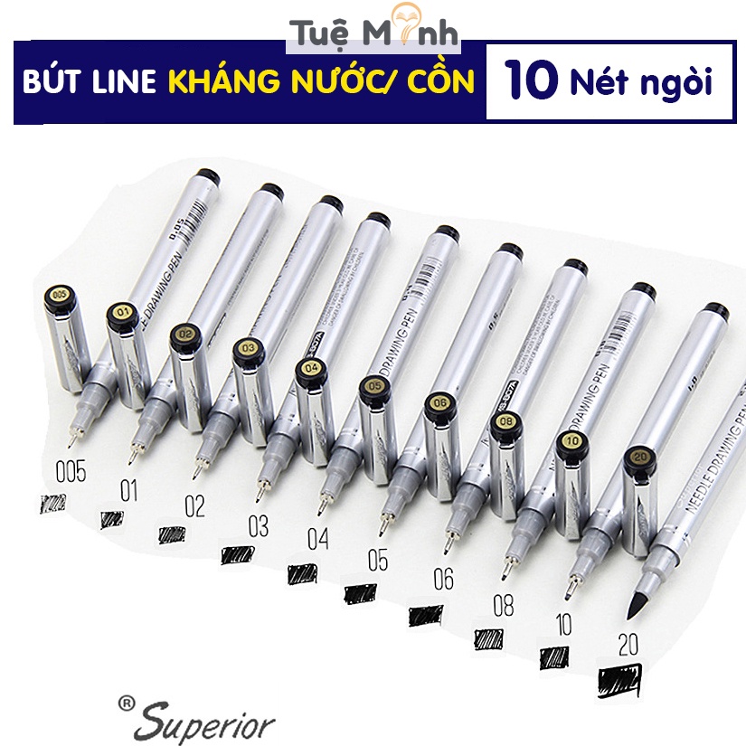 Bút đi nét line Superior kháng nước vẽ màu nước VPP Tuệ Minh -vẽ sketch B42 họa cụ chuyên dụng