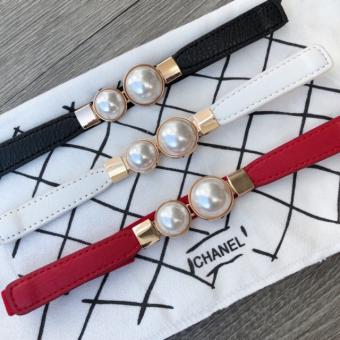 Đai váy hạt đá bản to dây da