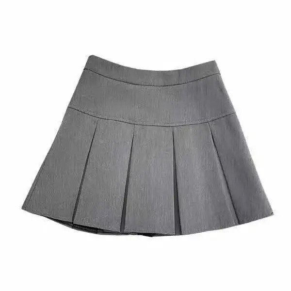 Chân váy xếp ly ngắn bản to phong cách Hàn Quốc 2 màu đen, ghi xám-yesnow