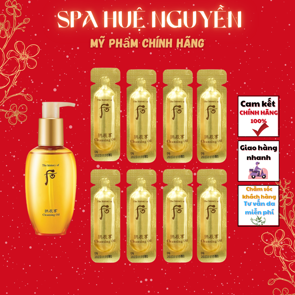 10 Gói Dầu tẩy trang sạch trang điểm ngăn lão hóa cho mọi loại da Whoo vàng Whoo Essential Cleansing Oil
