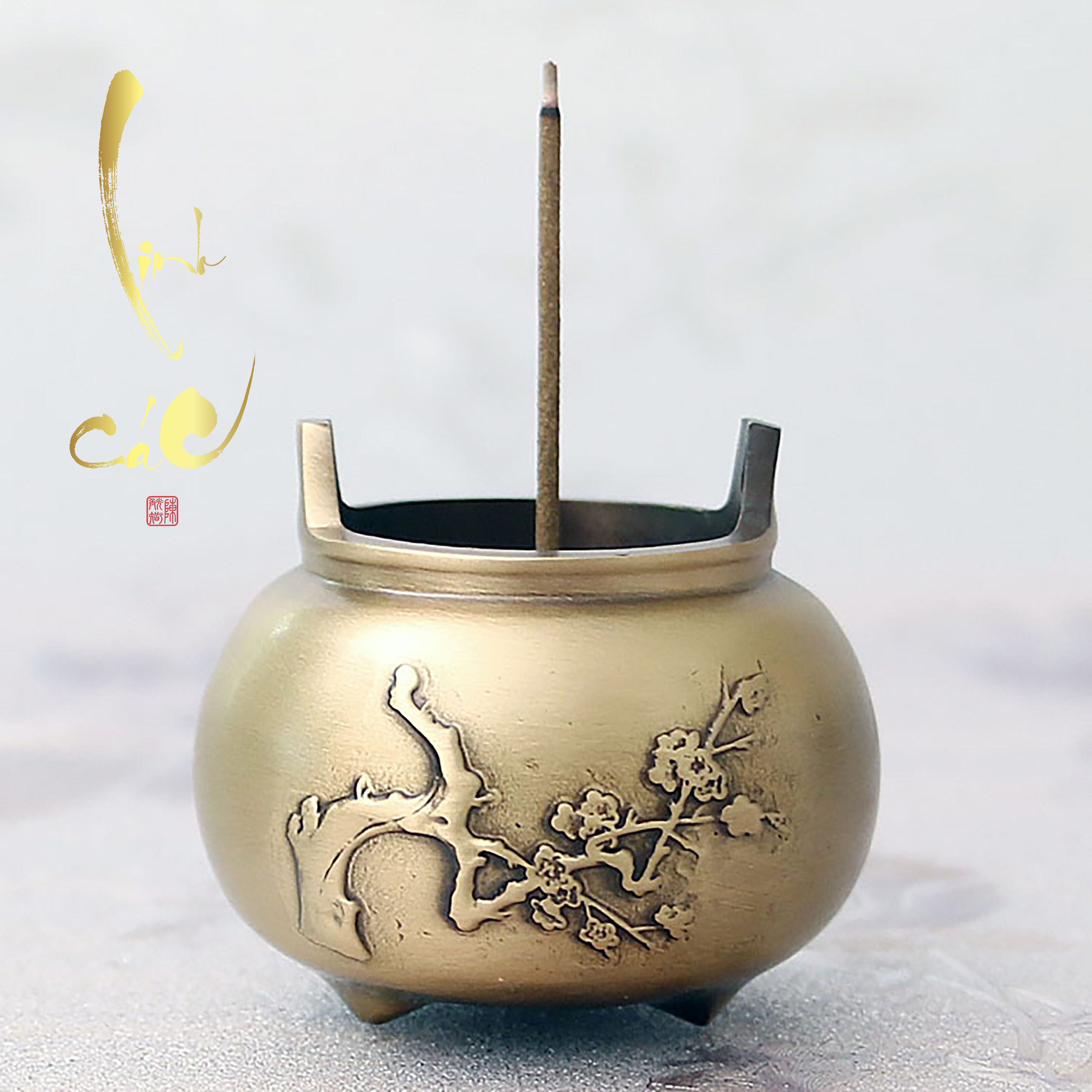 Lư thắp trầm hương - lư hoa mận mini để bàn trà đạo "mã lht01dv"