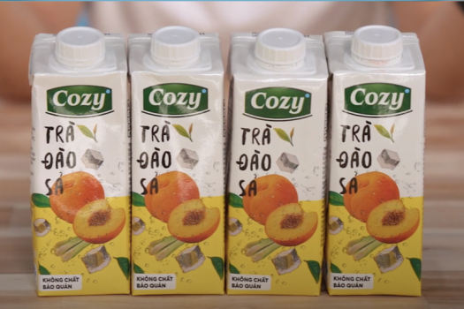 Trà trái cây Cozy trà đào sả 1 thùng 24 hộp